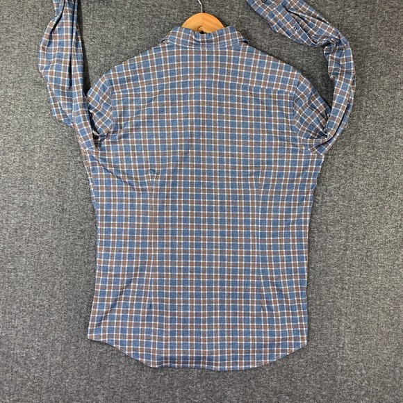 Emanuel Berg Shirt Men Medium Check Flannel Soft Button Up Performance Stretch - Picture 8 of 12